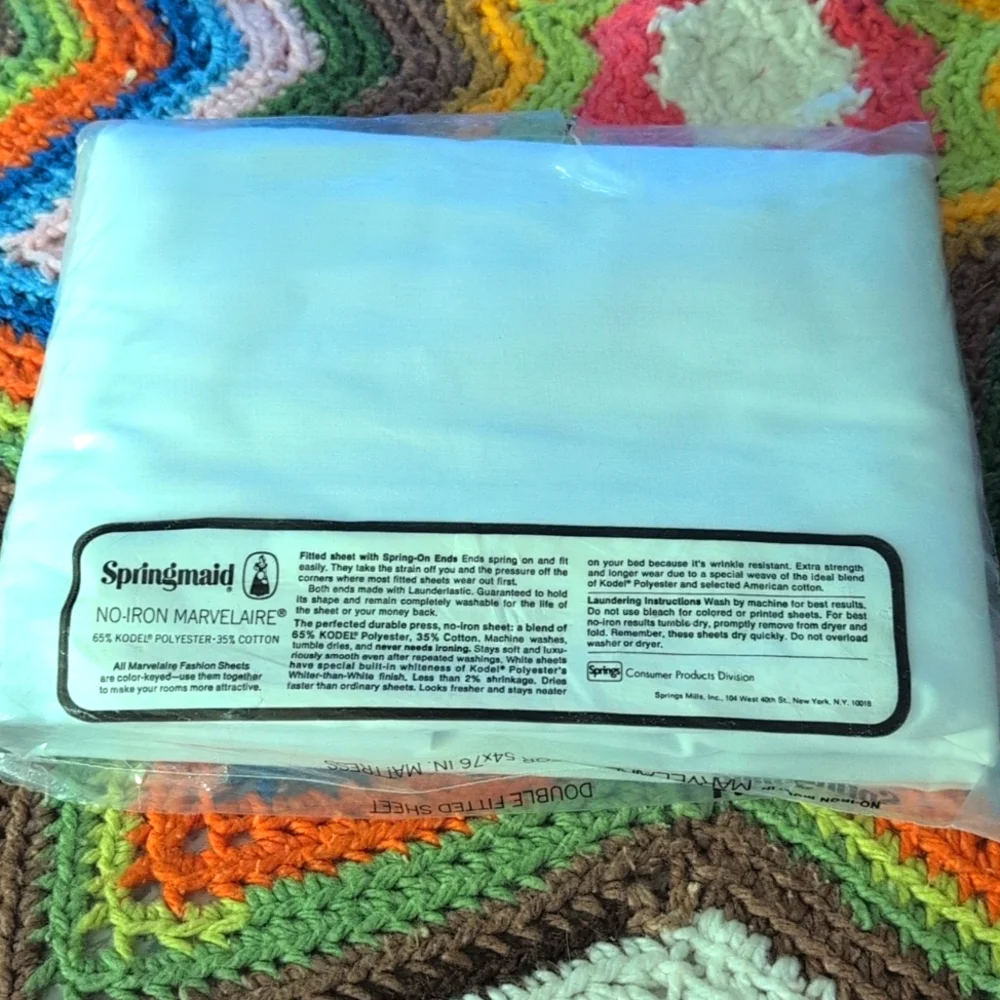 Vintange 80s Springmaid Full‎ Fitted White Sheet Pillowcases NIP Marvelaire